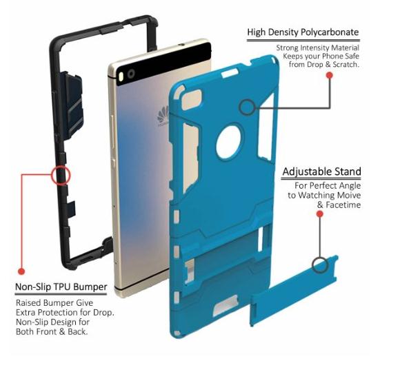 Huawei P8 Case Heavy Duty Hybrid Kickstand Cover