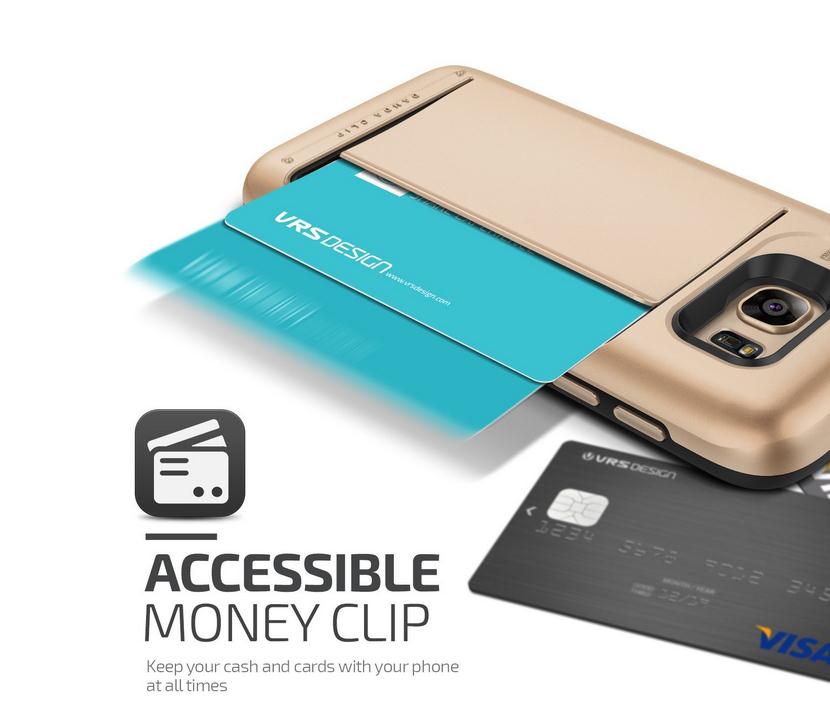 Galaxy S7 impact proof hybrid case card clip