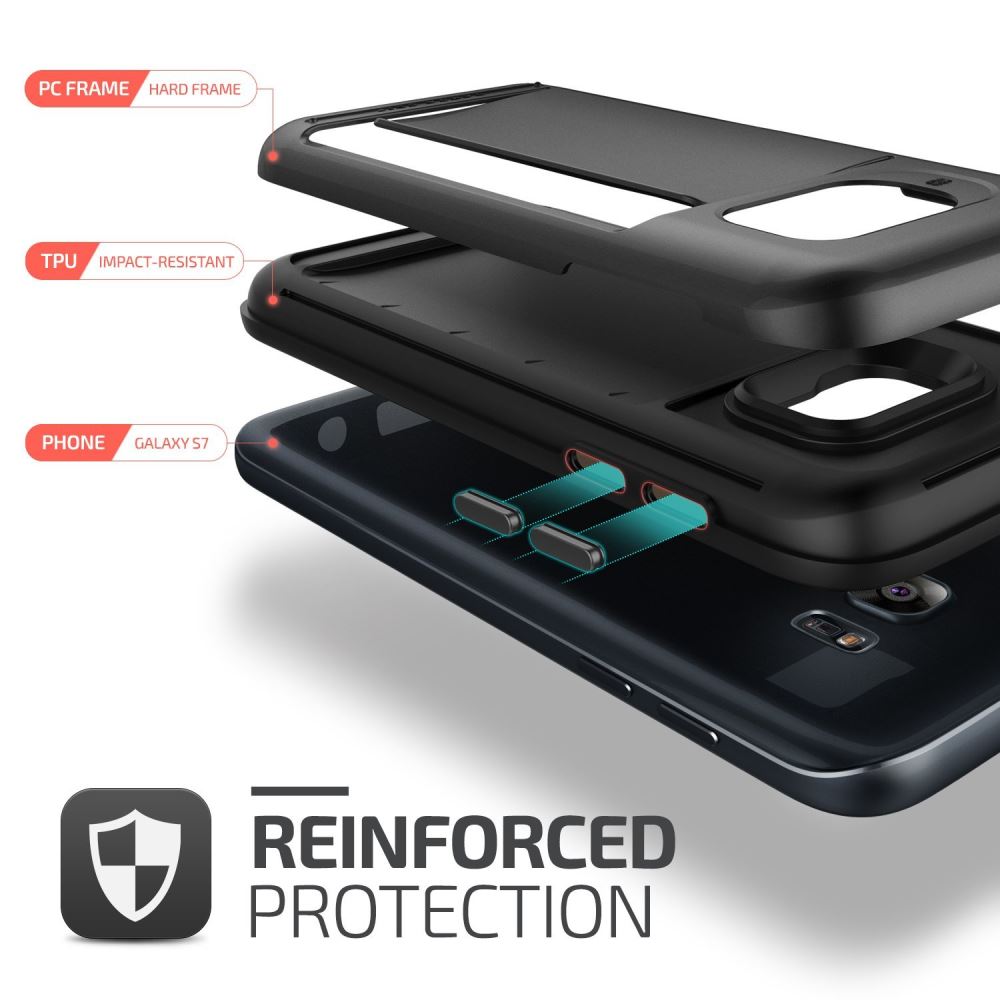 Galaxy S7 impact proof hybrid case card clip