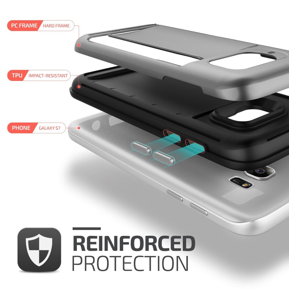 Galaxy S7 impact proof hybrid case card clip