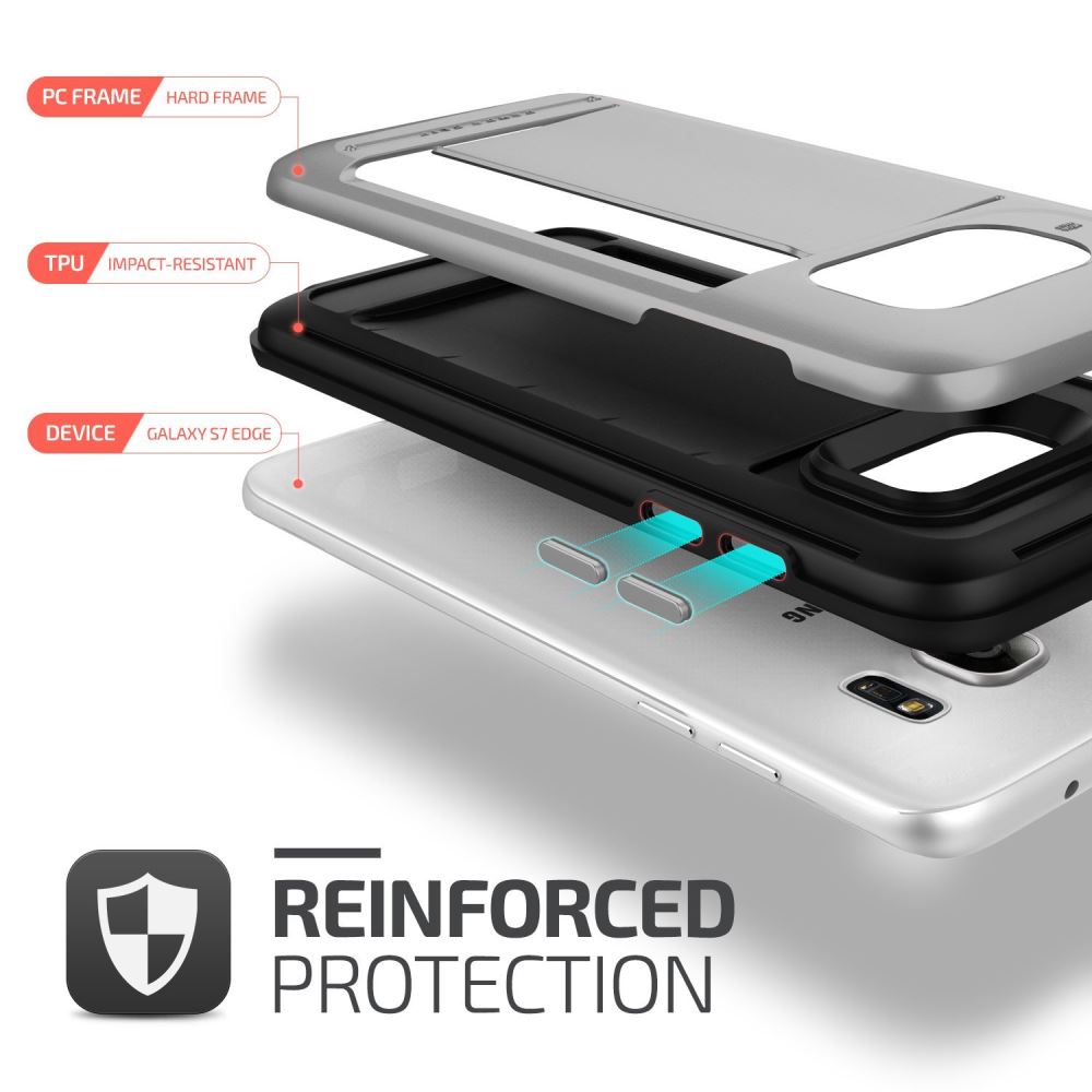 Galaxy S7 edge impact proof hybrid case card clip