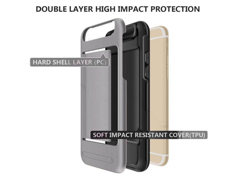 iPhone 5 5s SE impact proof hybrid case card clip