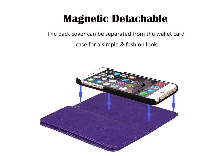 Iphone 6 6s plus detachable wallet leather case