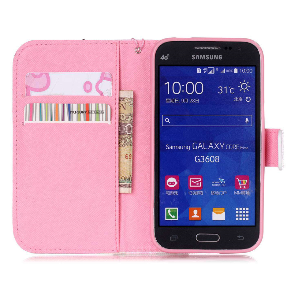 Galaxy Core Prime case wallet leather case printed