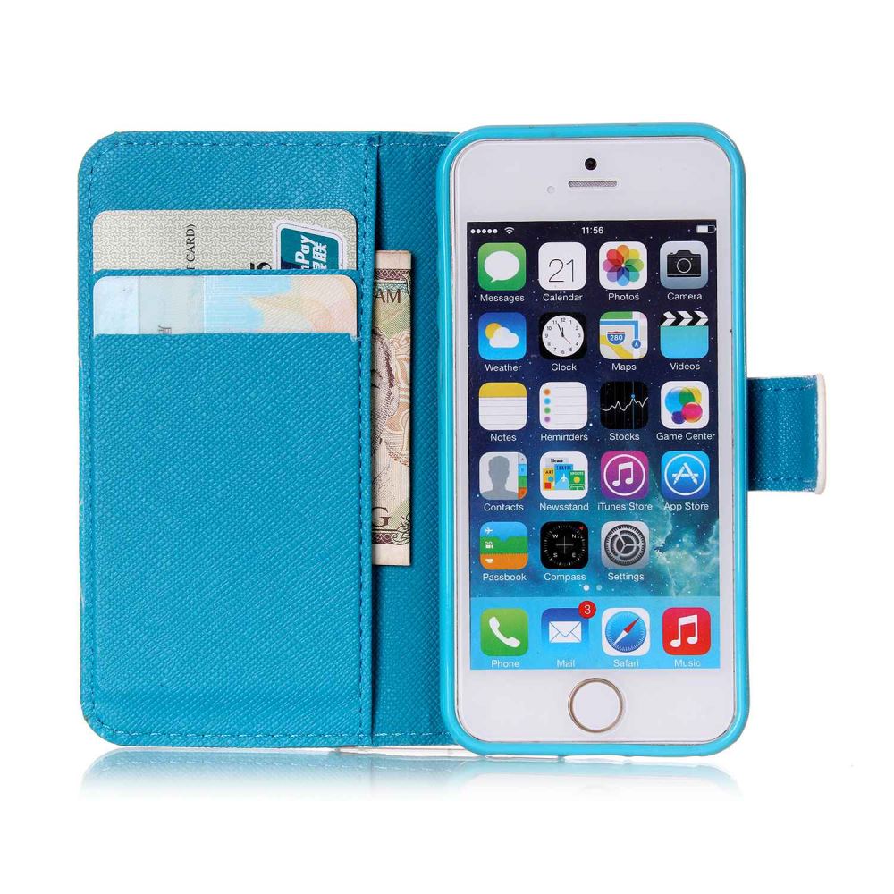 iPhone 5 5s SE case wallet leather case printed