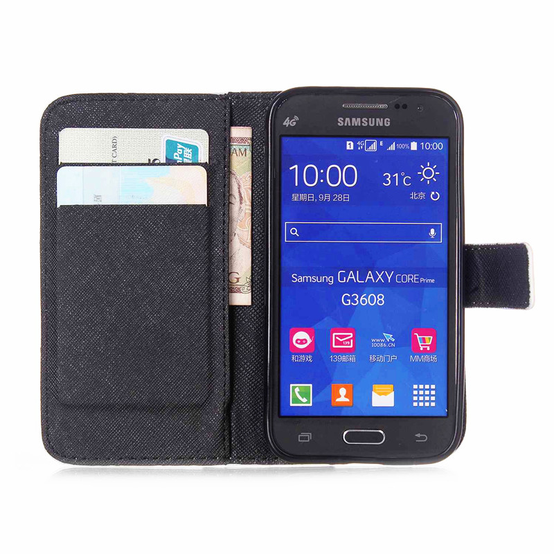 Galaxy Core Prime case wallet leather case printed