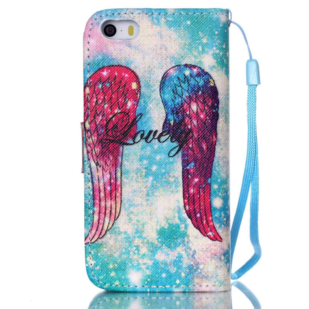 iPhone 5 5s SE case wallet leather case printed