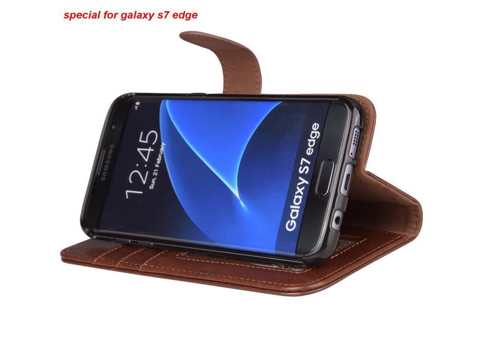 Galaxy S7 edge vintage fine leather wallet case