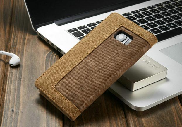 Galaxy S7 contrast denim folio wallet case magnetic closure