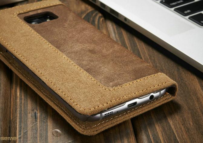 Galaxy S7 edge contrast denim folio wallet case magnetic closure