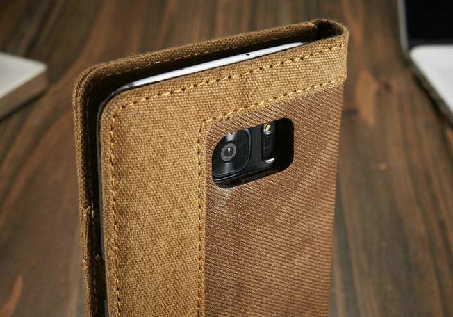 Galaxy S7 edge contrast denim folio wallet case magnetic closure