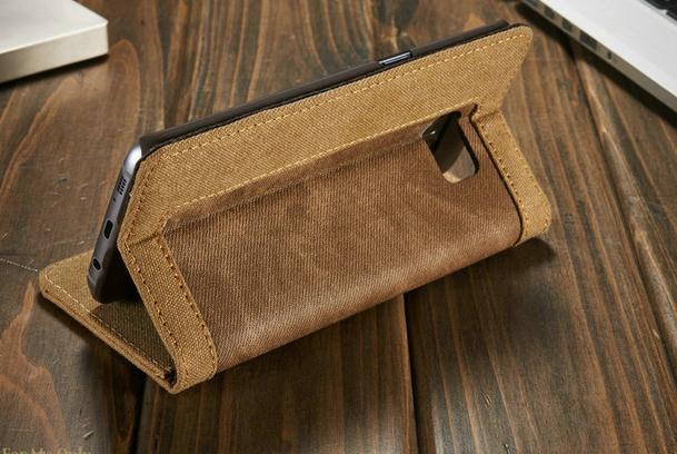 Galaxy S7 edge contrast denim folio wallet case magnetic closure