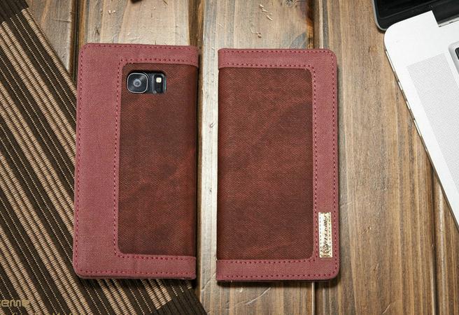 Galaxy S7 edge contrast denim folio wallet case magnetic closure