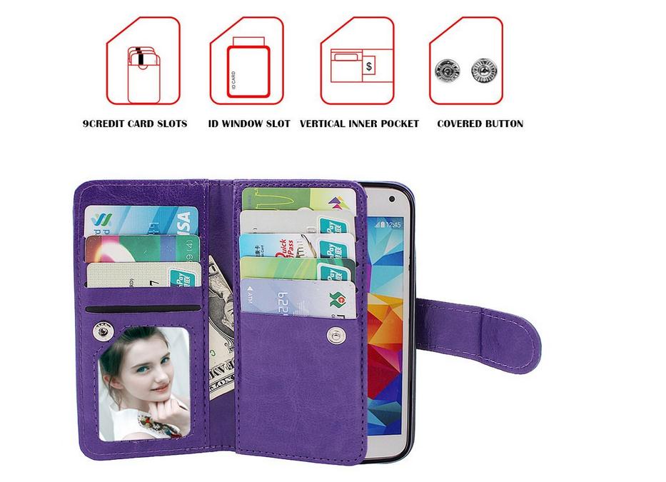 Galaxy S5 double wallet leather case detachable Galaxy S5 double wallet leather case detachable