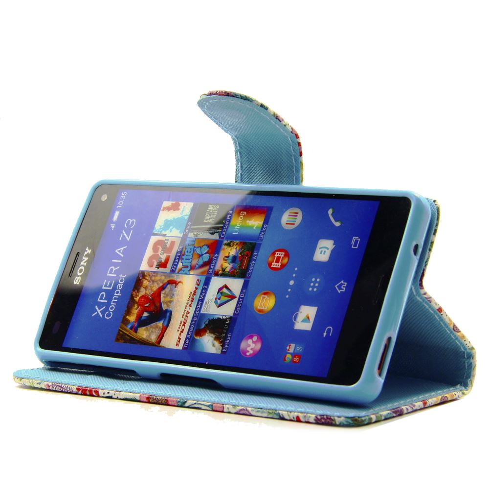 Sony Z3 compact case wallet leather case printed