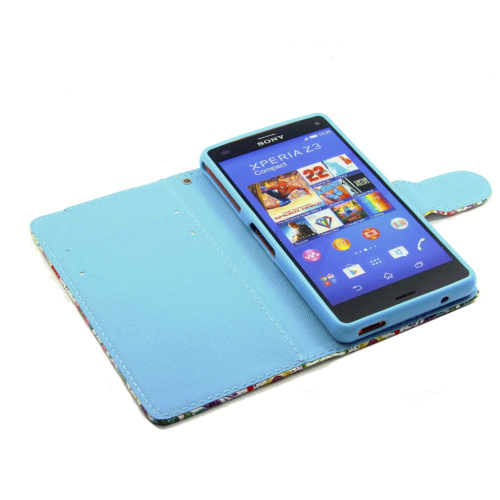 Sony Z3 compact case wallet leather case printed