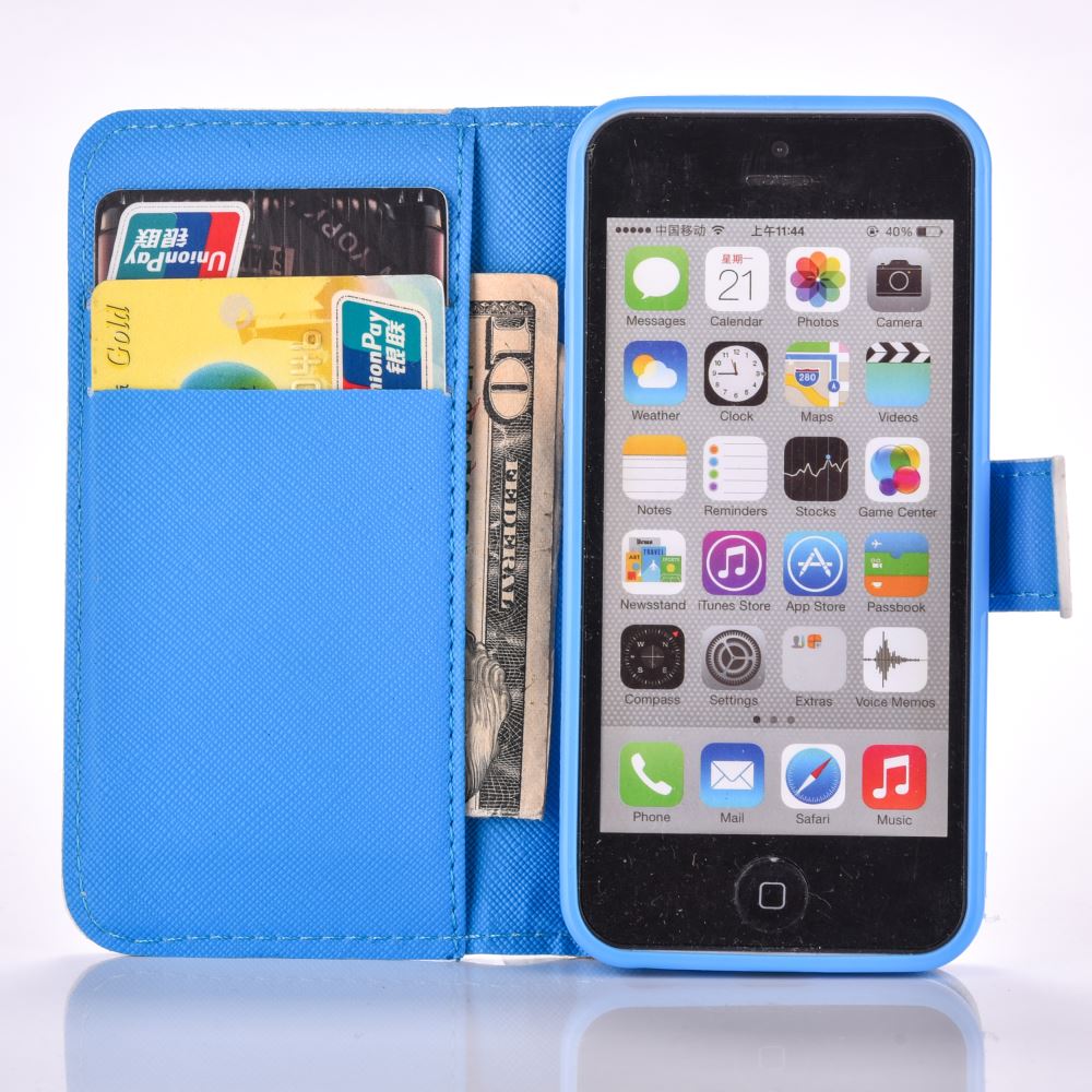 iPhone 5c case wallet leather case printed