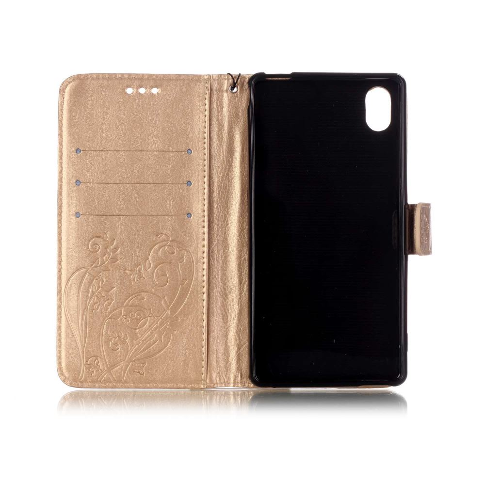 Sony M4 Aqua Premium Embossing wallet leather case