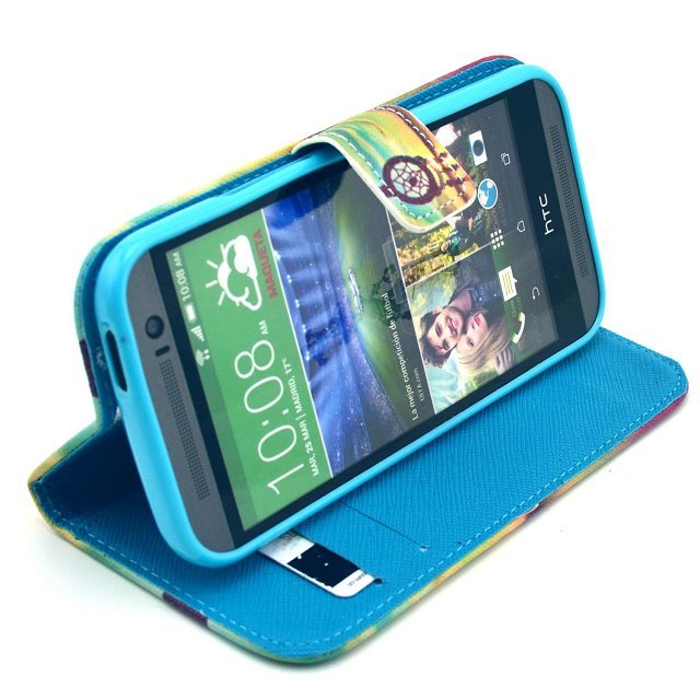 HTC M8 case wallet leather case printed