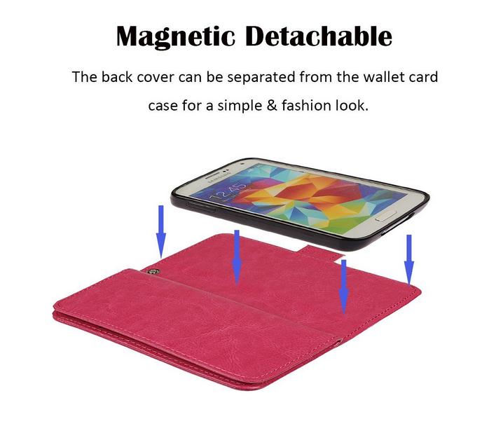 Galaxy S5 double wallet leather case detachable
