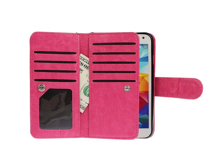 Galaxy S5 double wallet leather case detachable