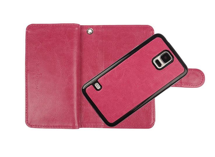 Galaxy S5 double wallet leather case detachable