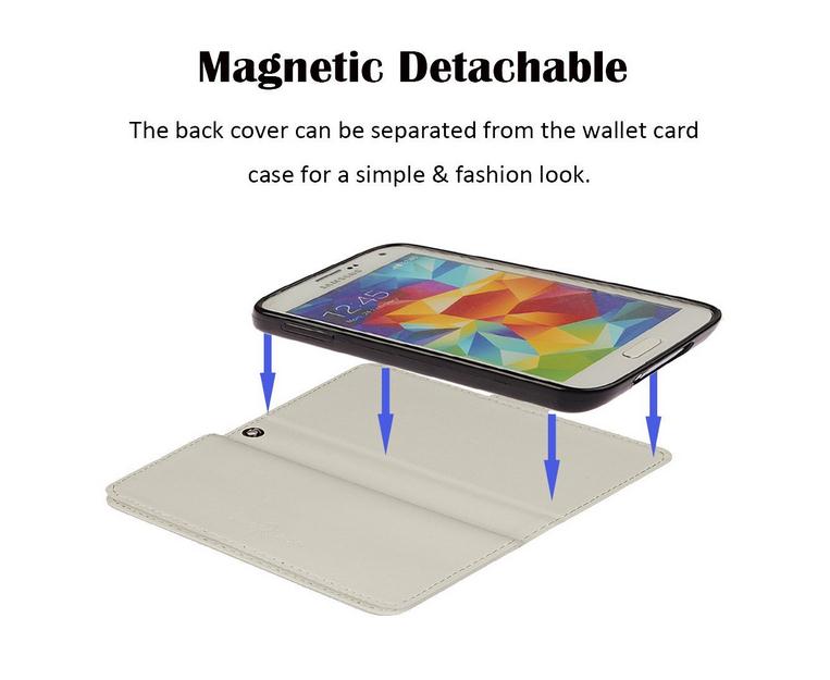 Galaxy S5 double wallet leather case detachable