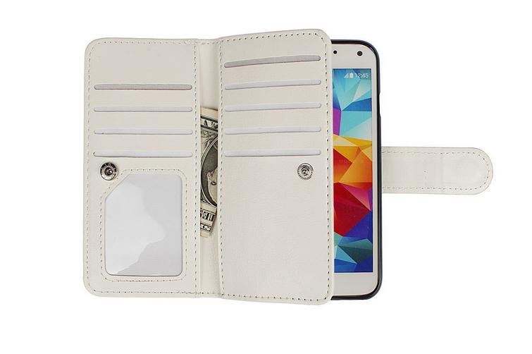 Galaxy S5 double wallet leather case detachable