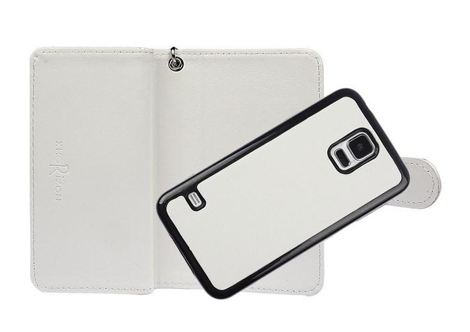 Galaxy S5 double wallet leather case detachable