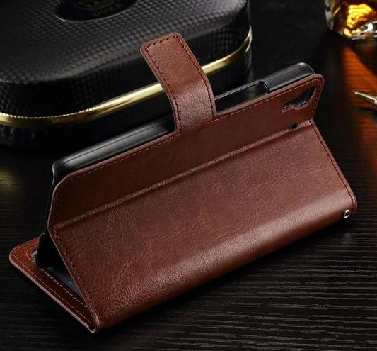 Huawei Y6 vintage fine leather wallet case