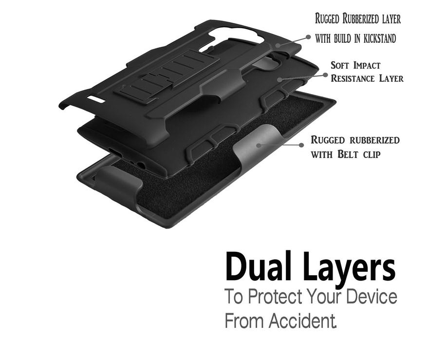 LG G4 Rugged Hybrid armor Case+Belt Clip Holster