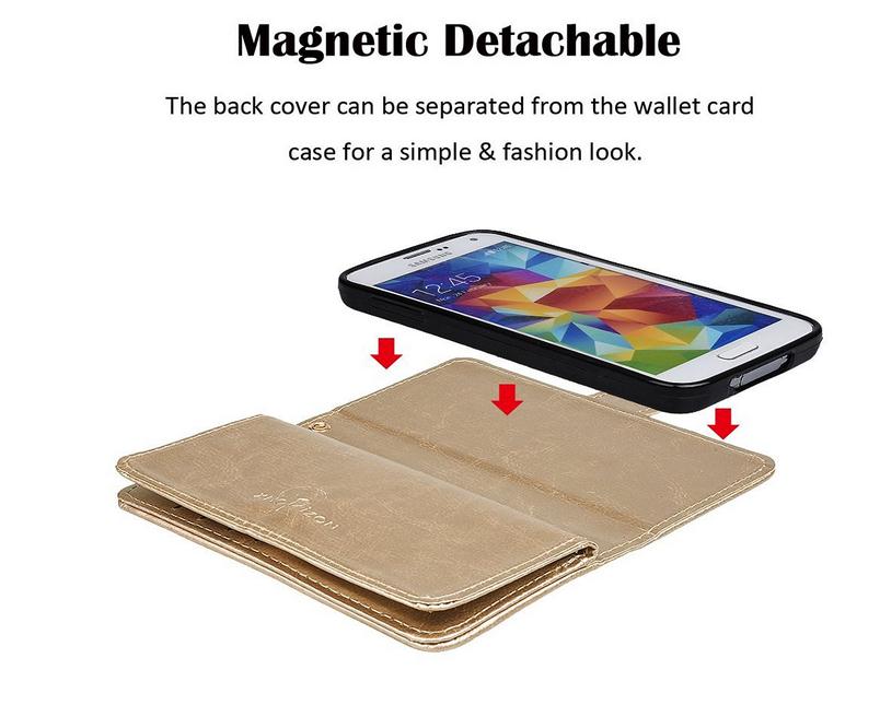 Galaxy S5 double wallet leather case detachable