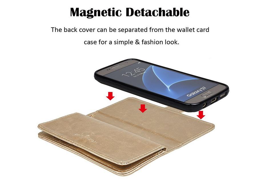Galaxy S7 double wallet leather detachable case