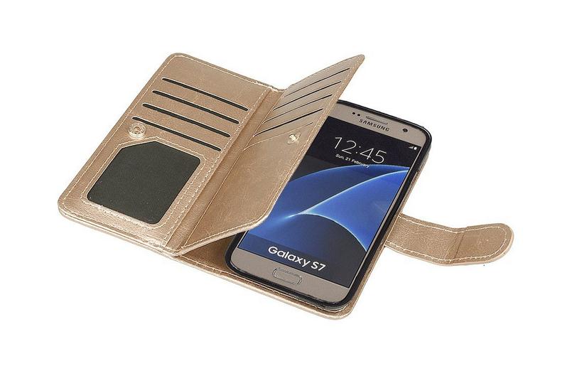 Galaxy S7 double wallet leather detachable case