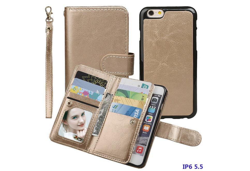iPhone 6 plus detachable full wallet leather case