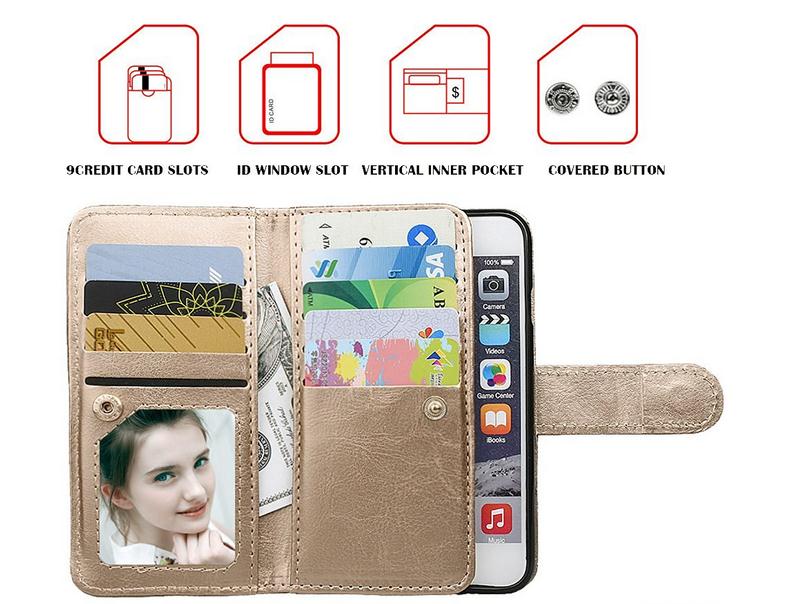 iPhone 6 plus detachable full wallet leather case