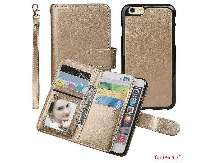 iPhone 6 6S double wallet leather case detachable iPhone 6 6S double wallet leather case detachable