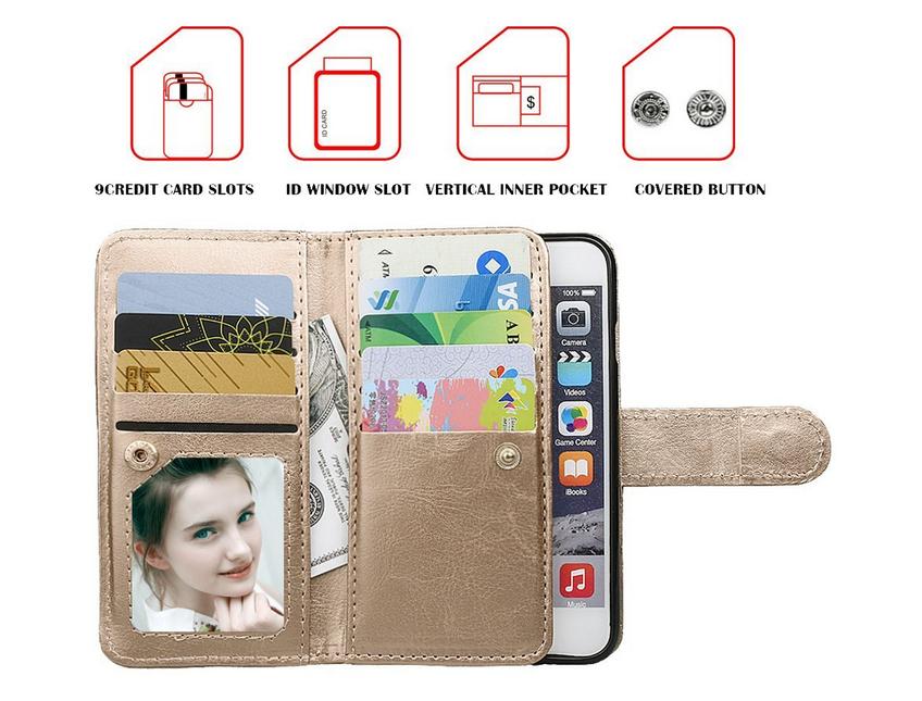 iPhone 6 6S double wallet leather case detachable iPhone 6 6S double wallet leather case detachable