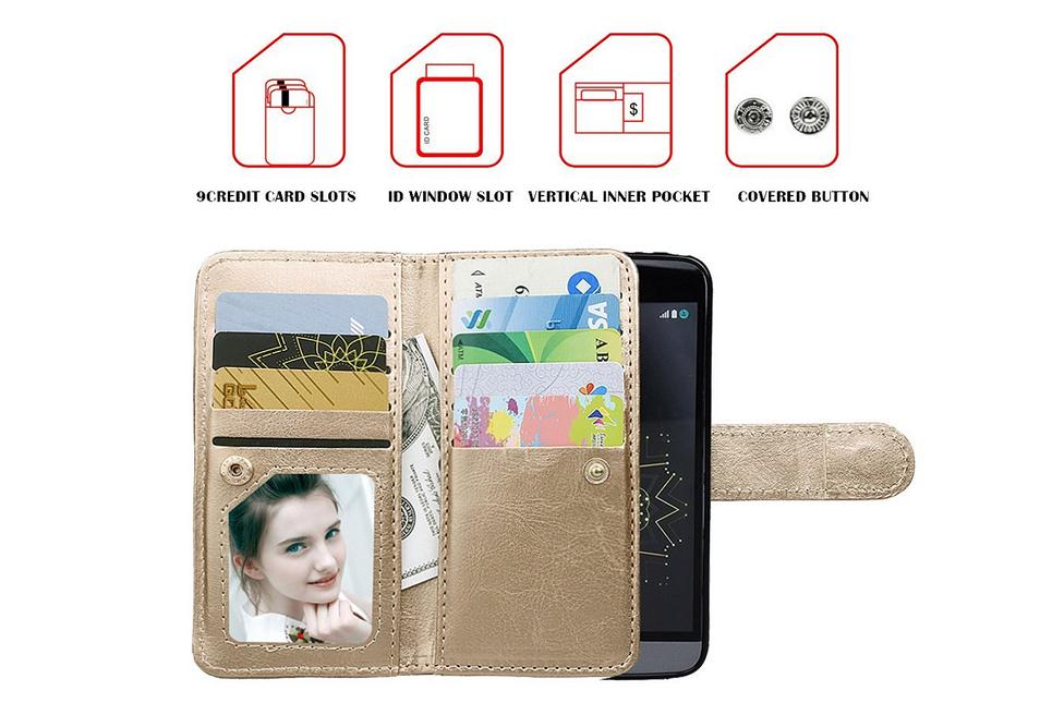 LG G5 double wallet leather case detachable