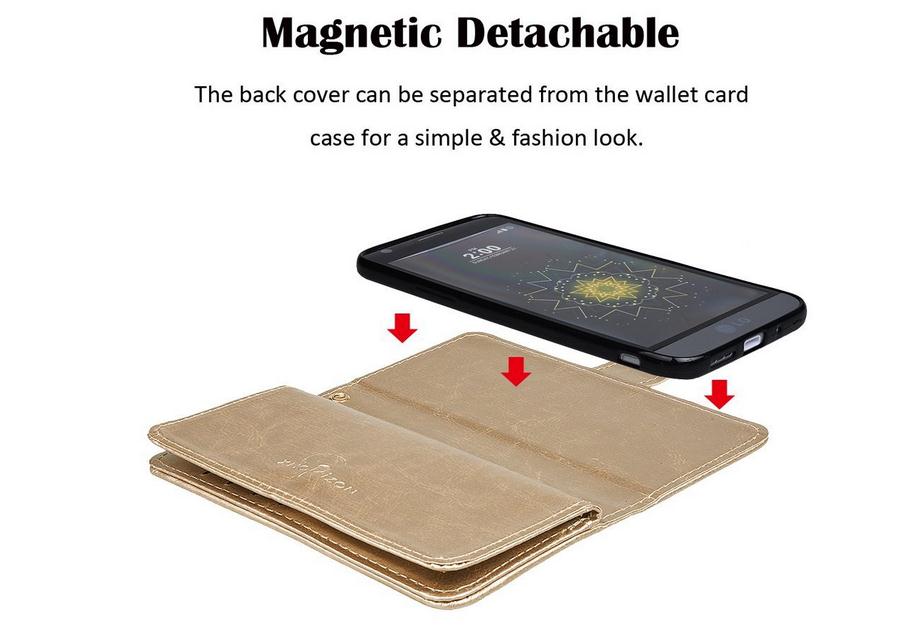 LG G5 double wallet leather case detachable