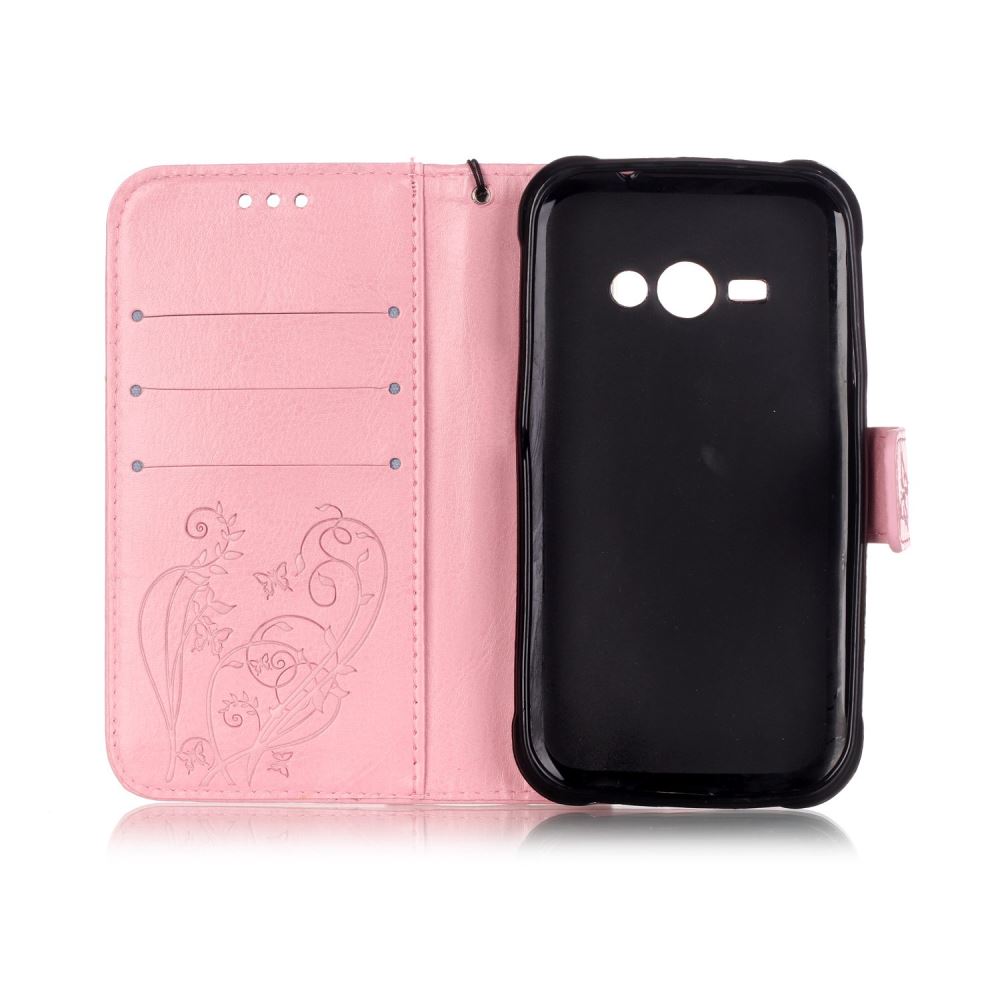 Galaxy J1 ACE Case Premium Leather Embossing wallet Folio case