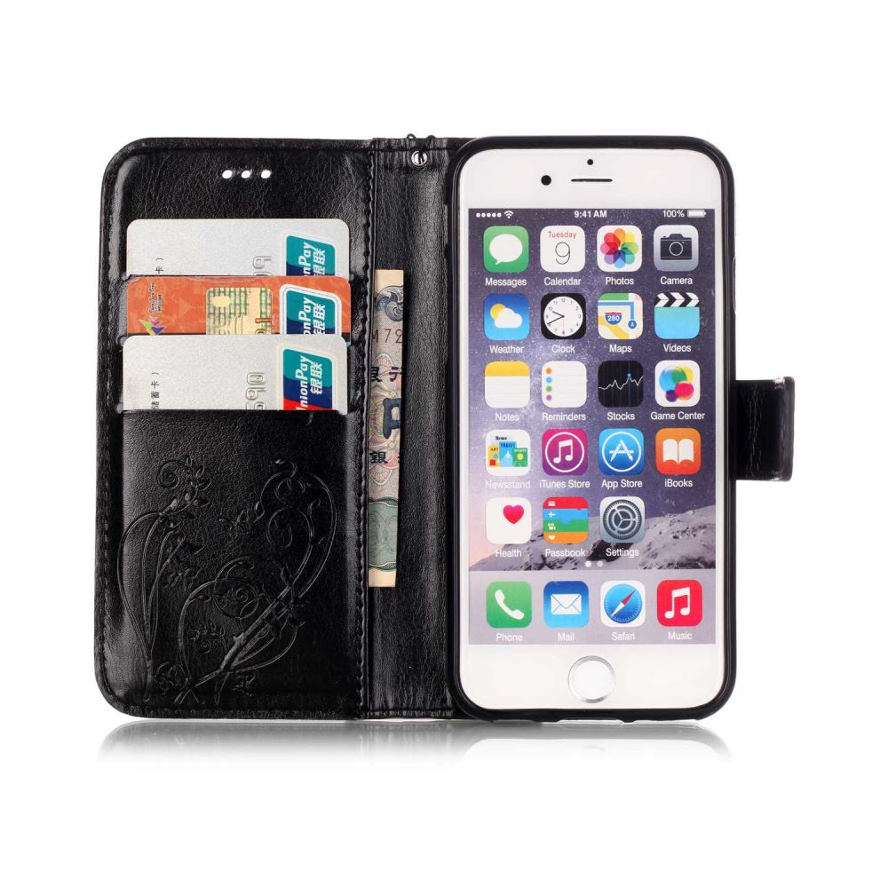 iPhone 6 6S Plus case Premium Leather Embossing wallet Folio case