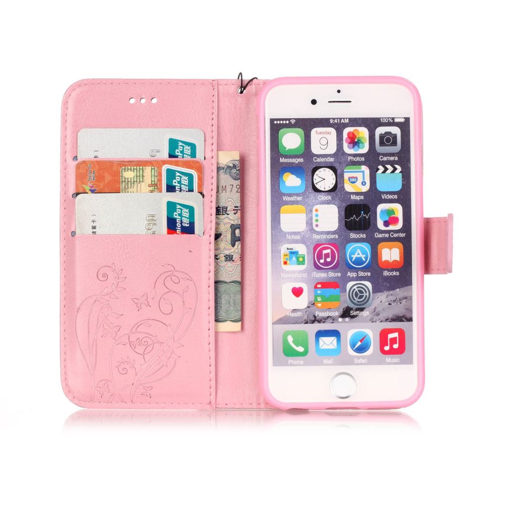 iPhone 6 6S Plus case Premium Leather Embossing wallet Folio case