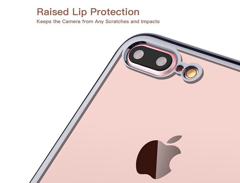 iPhone 7 Plus case plating bumper with clear gel back cover case