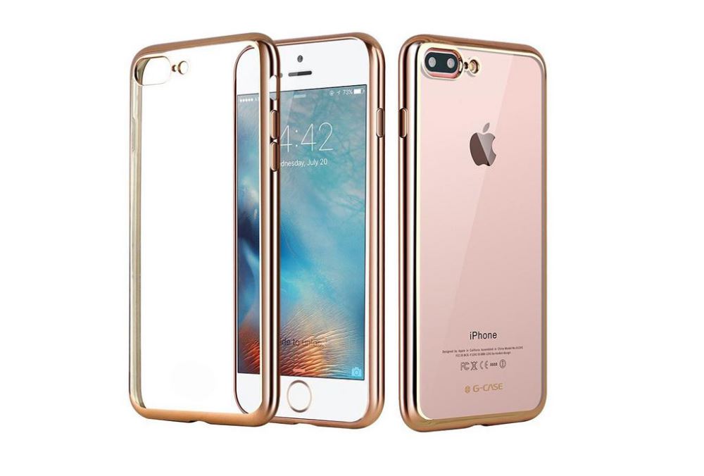 iPhone 7 Plus case plating bumper with clear gel back cover case