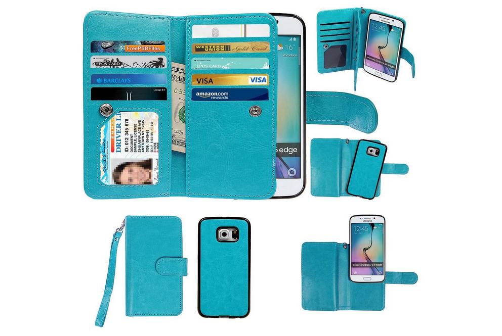 S6 edge Plus case double wallet leather detachable case