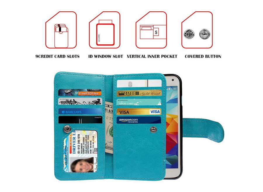 S6 edge Plus case double wallet leather detachable case