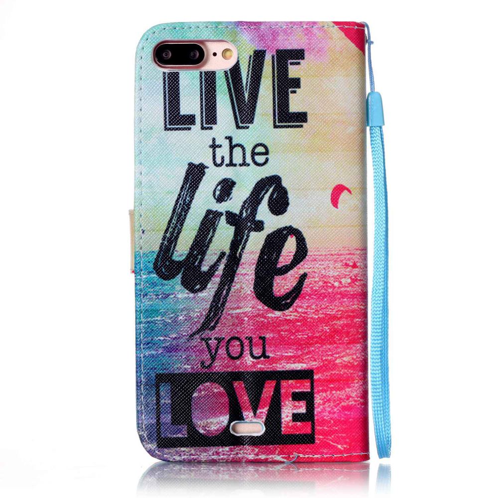 iPhone 7 Plus case wallet leather card holder cover case printed leather
