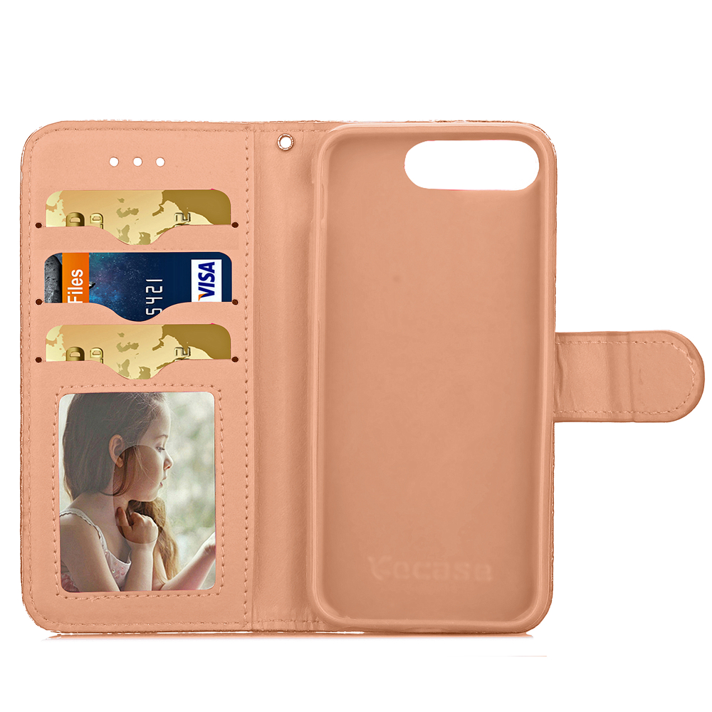 iPhone 7 Plus case wallet Leopard style ID card full cash cover case