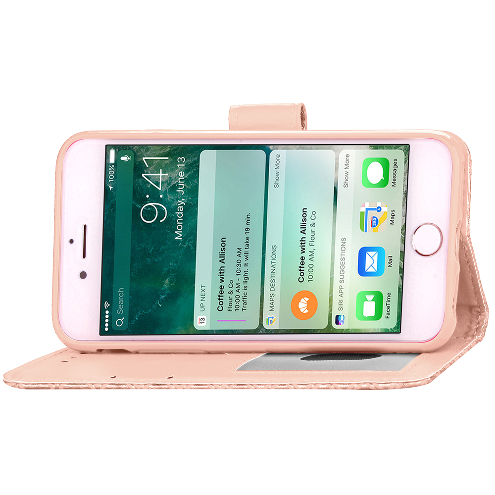 iPhone 7 Plus case wallet Leopard style ID card full cash cover case